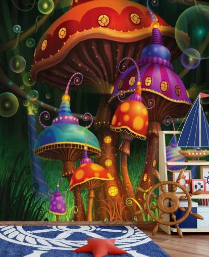 Fairy Mushroom Houses Wallpaper