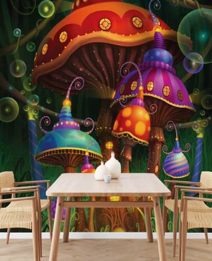 Fee-Pilz-Häuser Tapete