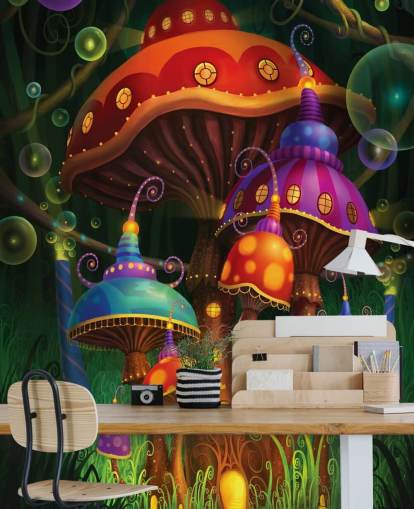 Fairy Mushroom Houses Wallpaper