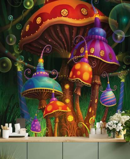 Fairy Mushroom Houses Wallpaper