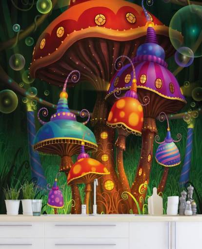 Fairy Mushroom Houses Wallpaper