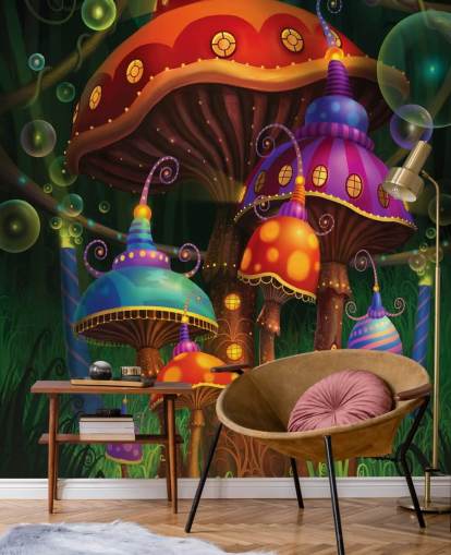 Fairy Mushroom Houses Wallpaper
