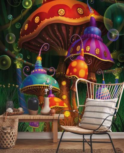 Fondo de pantalla de casas de hongos