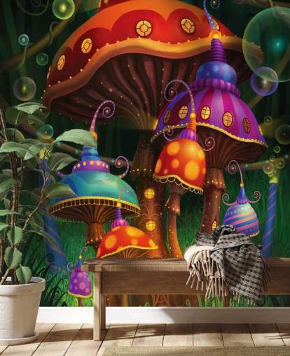 Fondo de pantalla de casas de hongos Fondo de pantalla de casas de hongos