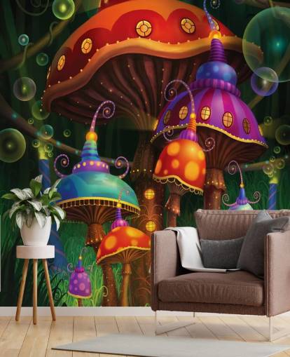 Fairy Mushroom Houses Wallpaper