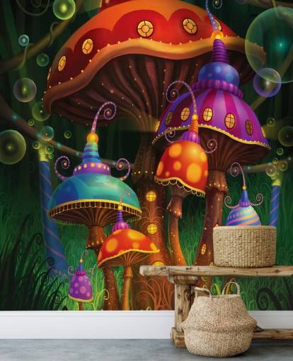Fairy Mushroom Houses Wallpaper