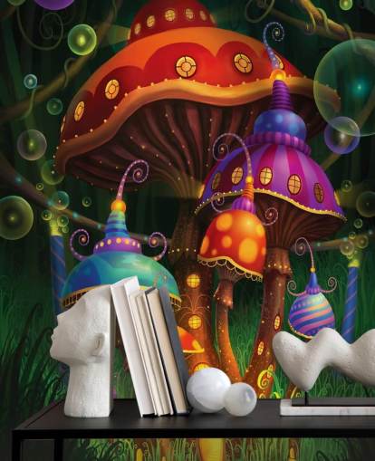 Fairy Mushroom Houses Wallpaper