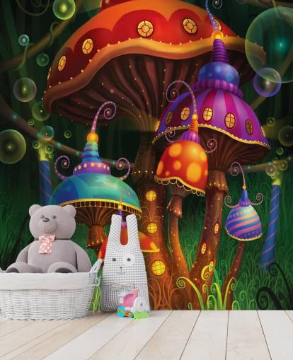 Papel de parede de casas de cogumelos