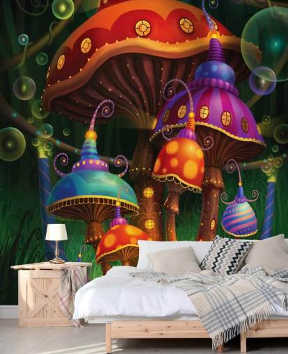 Fairy Mushroom Houses Wallpaper