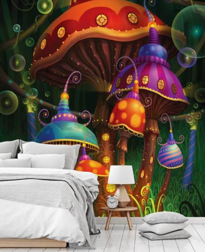 Fondo de pantalla de casas de hongos