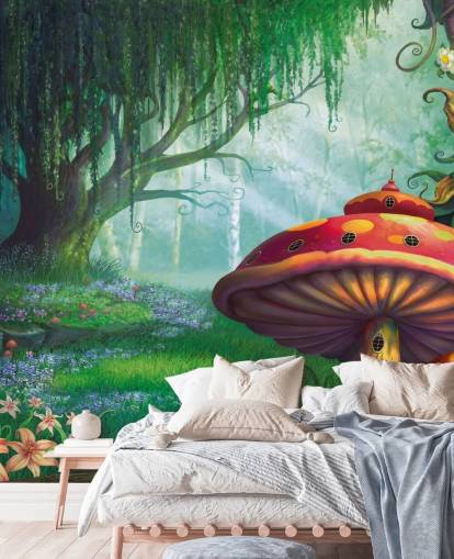 mural de papel pintado de hadas llamado Enchanted Forest de Philip Straub para dormitorios y guarderías infantiles 