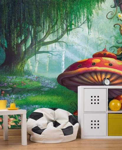 mural de papel pintado de hadas llamado Enchanted Forest de Philip Straub para dormitorios y guarderías infantiles 