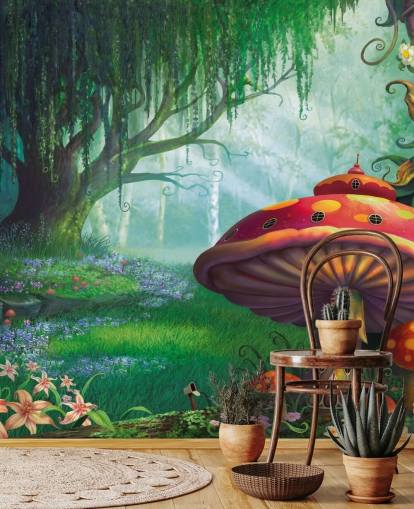 papier peint mural de fées appelé Enchanted Forest de Philip Straub pour les chambres d'enfants et les crèches 