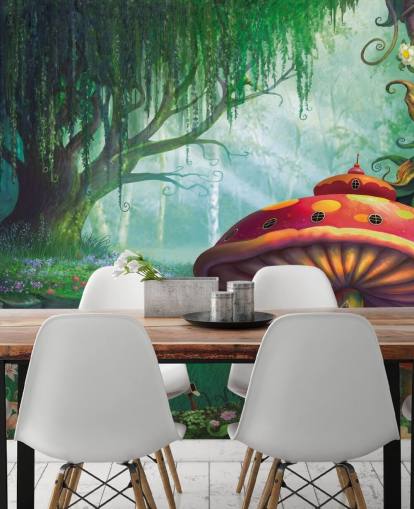 fairy wallpaper mural called Enchanted Forest by Philip Straub for kid's bedrooms and nurseries 