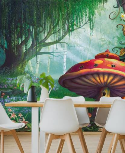 fairy wallpaper mural called Enchanted Forest by Philip Straub for kid's bedrooms and nurseries 