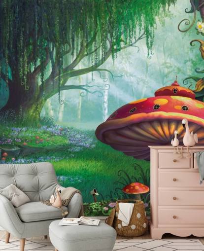 mural de papel pintado de hadas llamado Enchanted Forest de Philip Straub para dormitorios y guarderías infantiles 