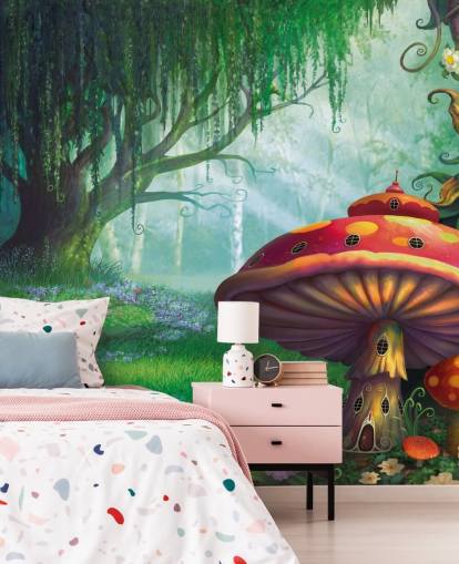 eventyrtapet veggmaleri kalt Enchanted Forest av Philip Straub for barnas soverom og barnehager 