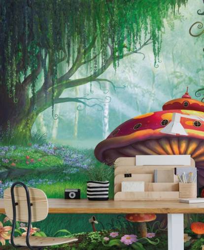 fairy wallpaper mural called Enchanted Forest by Philip Straub for kid's bedrooms and nurseries 