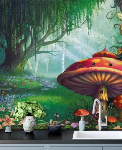 mural de papel pintado de hadas llamado Enchanted Forest de Philip Straub para dormitorios y guarderías infantiles 