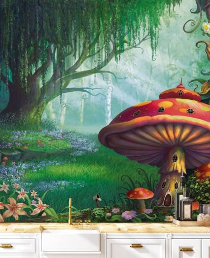 mural de papel pintado de hadas llamado Enchanted Forest de Philip Straub para dormitorios y guarderías infantiles mural de papel pintado de hadas llamado Enchanted Forest de Philip Straub para dormitorios y guarderías infantiles