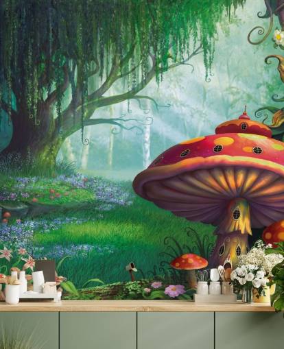 fairy wallpaper mural called Enchanted Forest by Philip Straub for kid's bedrooms and nurseries 