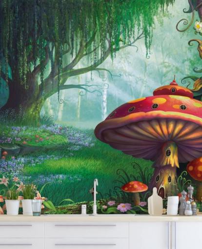mural de papel pintado de hadas llamado Enchanted Forest de Philip Straub para dormitorios y guarderías infantiles 