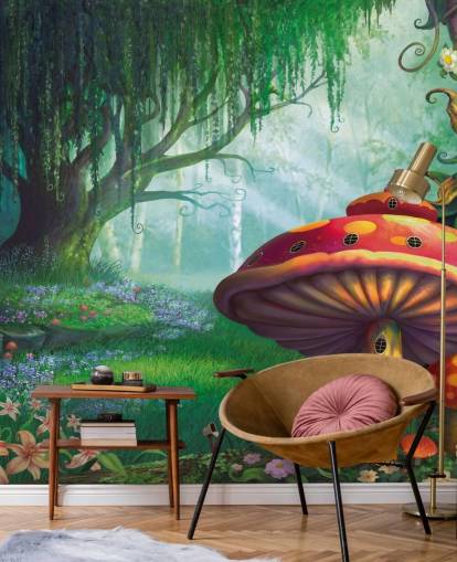 fairy wallpaper mural called Enchanted Forest by Philip Straub for kid's bedrooms and nurseries 