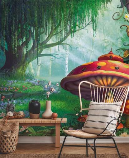 papier peint mural de fées appelé Enchanted Forest de Philip Straub pour les chambres d'enfants et les crèches 
