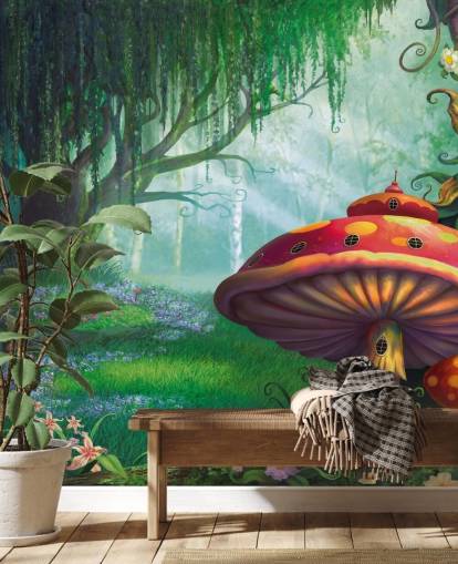 mural de papel pintado de hadas llamado Enchanted Forest de Philip Straub para dormitorios y guarderías infantiles 