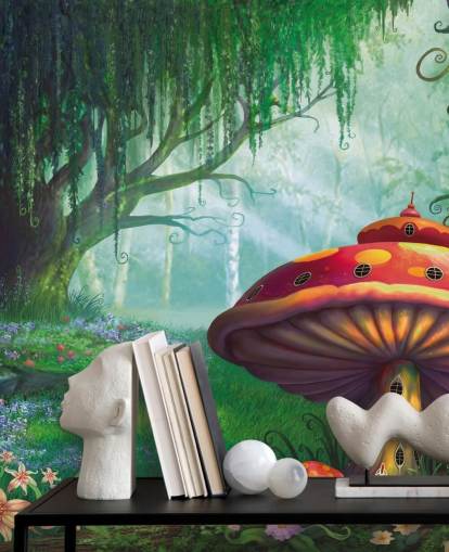 fairy wallpaper mural called Enchanted Forest by Philip Straub for kid's bedrooms and nurseries 
