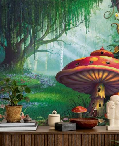 mural de papel pintado de hadas llamado Enchanted Forest de Philip Straub para dormitorios y guarderías infantiles mural de papel pintado de hadas llamado Enchanted Forest de Philip Straub para dormitorios y guarderías infantiles