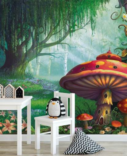 eventyrtapetmaleri kaldet Enchanted Forest af Philip Straub til børns soveværelser og planteskoler 