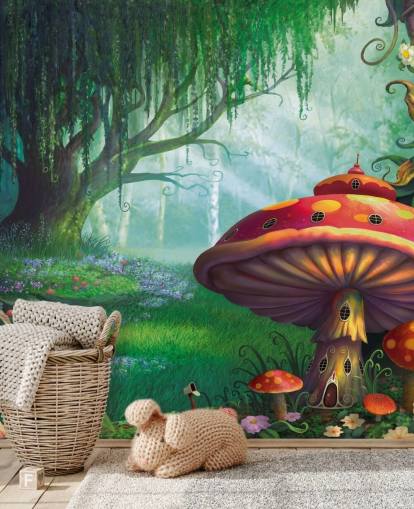 mural de papel pintado de hadas llamado Enchanted Forest de Philip Straub para dormitorios y guarderías infantiles 