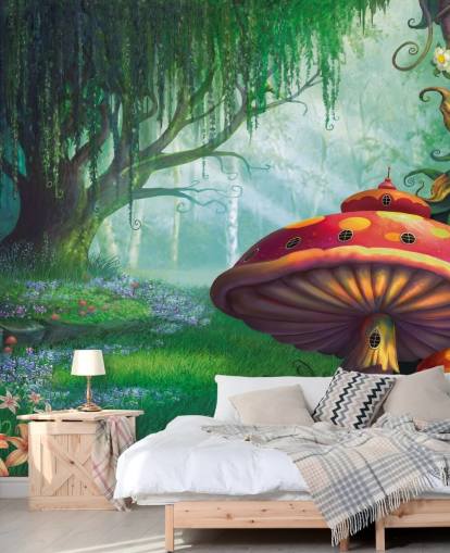 mural de papel pintado de hadas llamado Enchanted Forest de Philip Straub para dormitorios y guarderías infantiles 