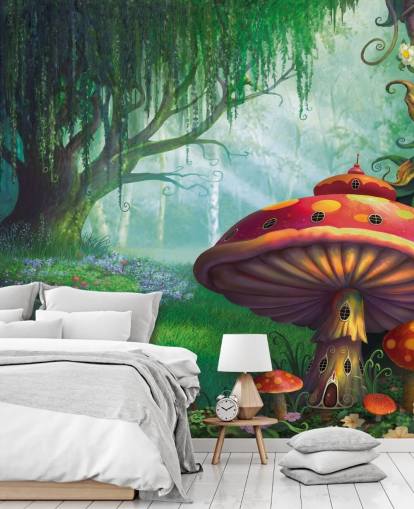 fairy wallpaper mural called Enchanted Forest by Philip Straub for kid's bedrooms and nurseries 