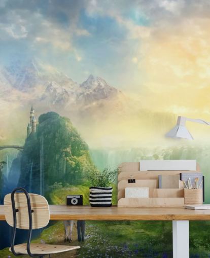 Fantasy Foss Landskap Mural