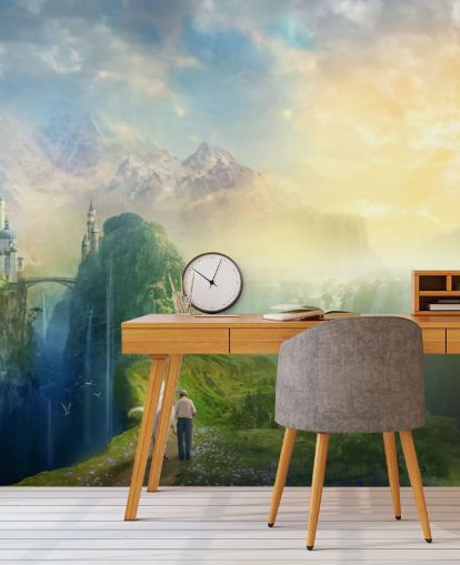 Mural Paisaje de cascada de fantasía