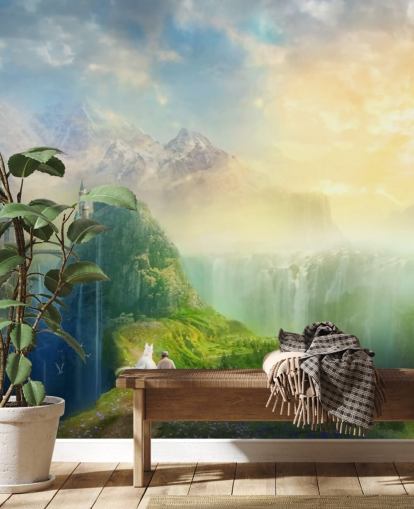 Fantasy Wasserfall Landschaft Fototapete