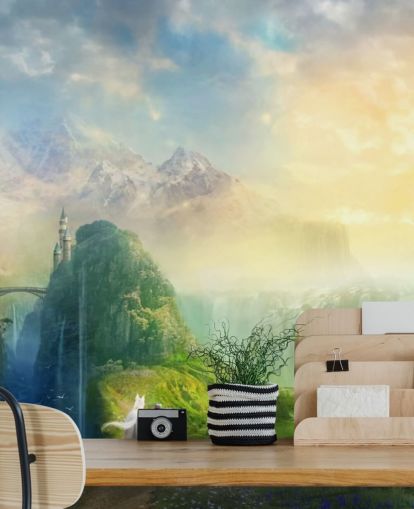 Fantasy Vattenfall Landskap Väggmålning
