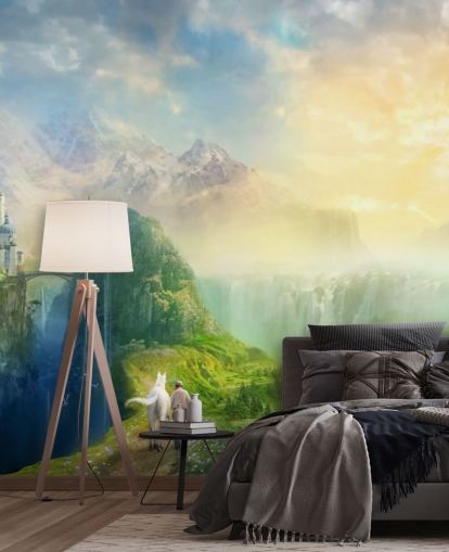 Fantasy Wasserfall Landschaft Fototapete