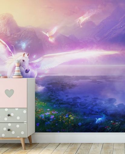 mural morado personalizable de papel pintado con forma de caballo llamado Winter Dawn de Philip Straub para dormitorio infantil mural morado personalizable de papel pintado con forma de caballo llamado Winter Dawn de Philip Straub para dormitorio infantil