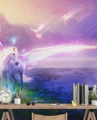 Wandbild Winter Dawn von Philip Straub, Motiv Pferd, lila, personalisierbar, fürs Kinderzimmer