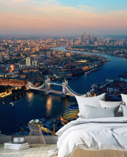 custom london skyline wallpaper mural called Aerial of London for bedrooms, living rooms and offices