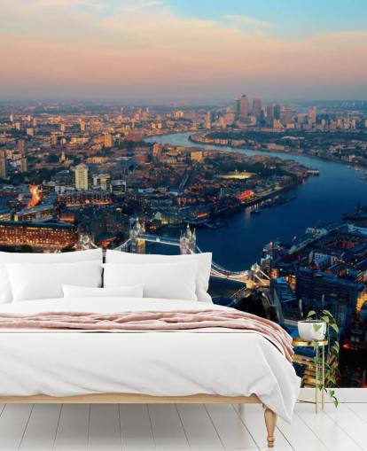 custom london skyline wallpaper mural called Aerial of London for bedrooms, living rooms and offices