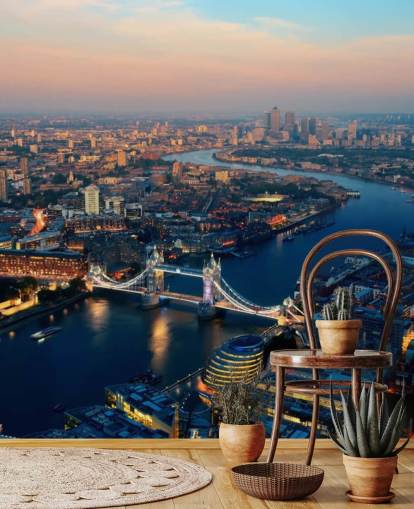 brugerdefineret london skyline tapetmaleri kaldet Aerial of London til soveværelser, stuer og kontorer