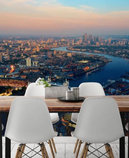 kundenspezifische Londoner Skyline-Wandtapete namens Aerial of London für Schlafzimmer, Wohnzimmer und Büros