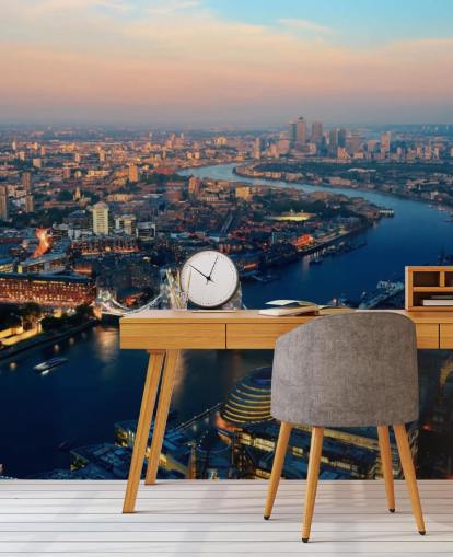 mural de papel de parede personalizado do horizonte de Londres chamado Aerial of London para quartos, salas de estar e escritórios mural de papel de parede personalizado do horizonte de Londres chamado Aerial of London para quartos, salas de estar e escritórios