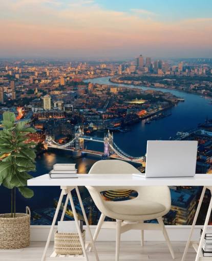 kundenspezifische Londoner Skyline-Wandtapete namens Aerial of London für Schlafzimmer, Wohnzimmer und Büros