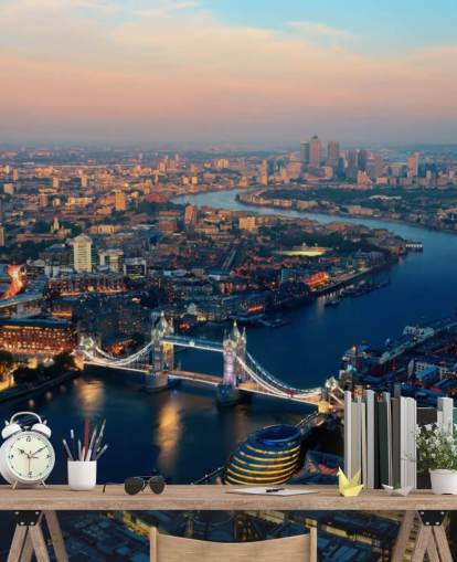 custom london skyline wallpaper mural called Aerial of London for bedrooms, living rooms and offices
