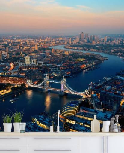 brugerdefineret london skyline tapetmaleri kaldet Aerial of London til soveværelser, stuer og kontorer